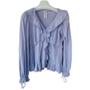 Anthropologie Purple Ruffled Sailor Collar Blouse